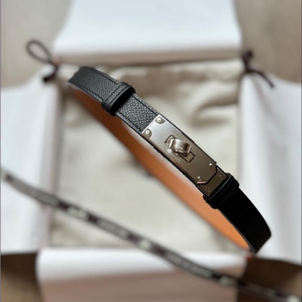 Hermes Kelly Belt Noir PHW